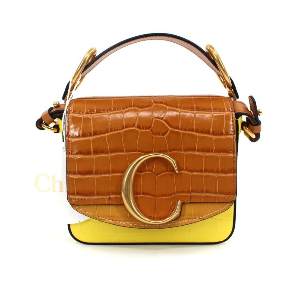 Chloe Mini C Croc Embossed Handbag Signature Joyful Tricolor Crossbody NEW